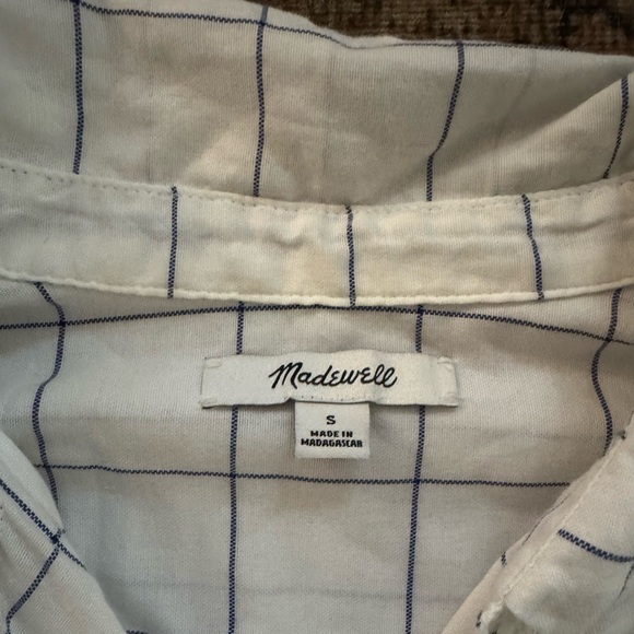 MADEWELL Central Tie-Sleeve Shirt Windowpane Small Blue/White - Picture 11 of 13